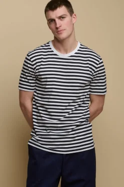 Short Sleeve Stripe T Shirt - Navy/White