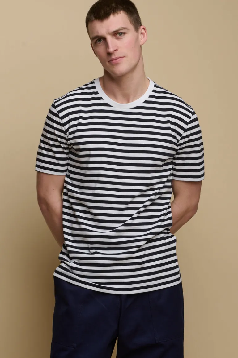 Short Sleeve Stripe T Shirt - Navy/White