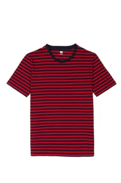 Short Sleeve Stripe T Shirt Navy/Red