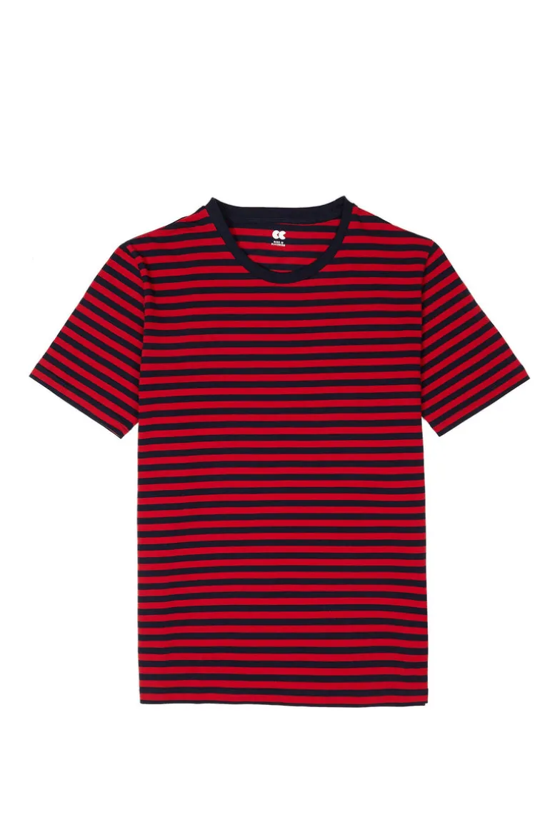 Short Sleeve Stripe T Shirt Navy/Red