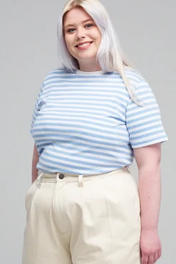 Short Sleeve Striped T Shirt Sky - Blue/White