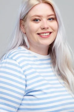 Short Sleeve Striped T Shirt Sky - Blue/White