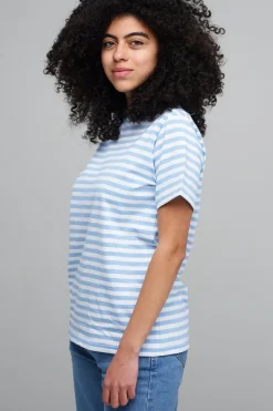 Short Sleeve Striped T Shirt Sky - Blue/White