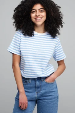 Short Sleeve Striped T Shirt Sky - Blue/White