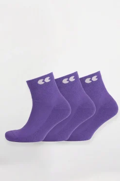 Single Colour Sports Ankle Sock 3 Pack - Purple