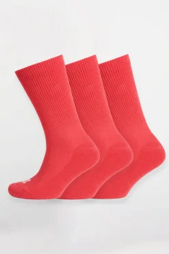 Single Colour Sports Calf Sock 3 Pack - Pink
