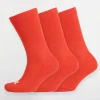 Single Colour Sports Calf Sock 3 Pack - Flame Red
