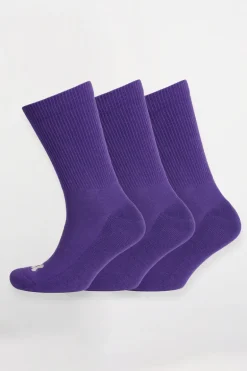Single Colour Sports Calf Sock 3 Pack - Purple