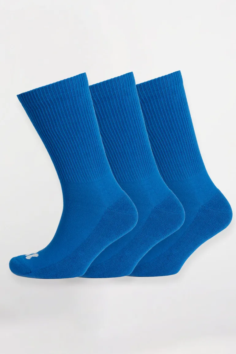 Single Colour Sports Calf Sock 3 Pack - Cobalt