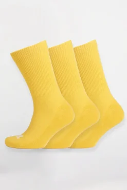Single Colour Sports Calf Sock 3 Pack - Canary Yellow