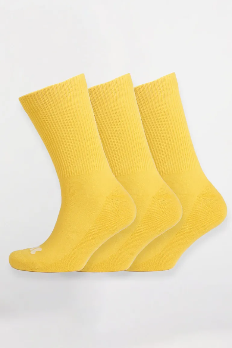 Single Colour Sports Calf Sock 3 Pack - Canary Yellow