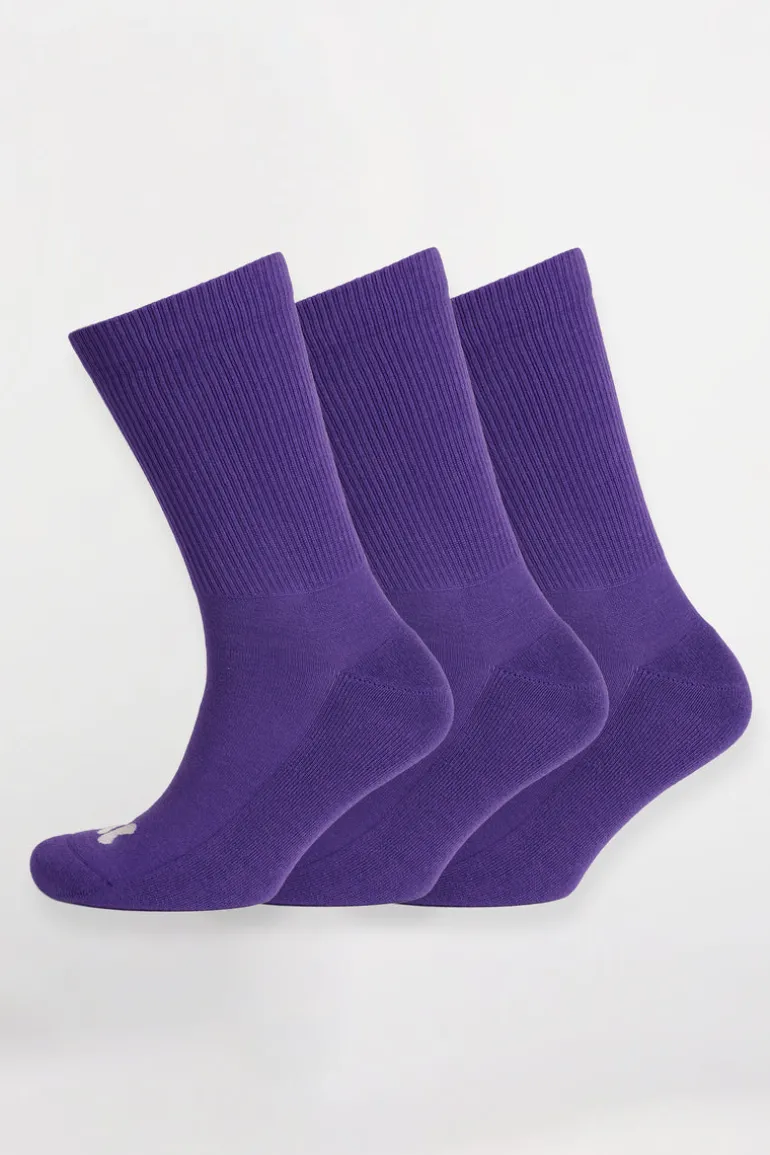 Single Colour Sports Calf Sock 3 Pack - Purple
