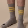 Sports Cotton Sock Calf 3 Pack - Grey/Canary Yellow Stripe