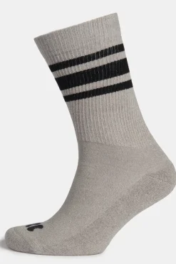 Sports Cotton Sock Calf 3 Pack - Grey/Black Stripe