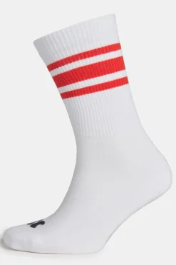 Sports Cotton Sock Calf 3 Pack - White/Flame Red Stripe