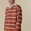 Striped Rugby Shirt - Cinnamon/Ecru
