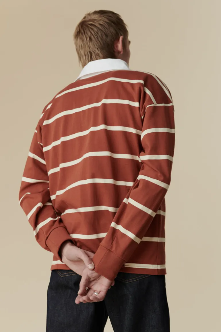 Striped Rugby Shirt - Cinnamon/Ecru