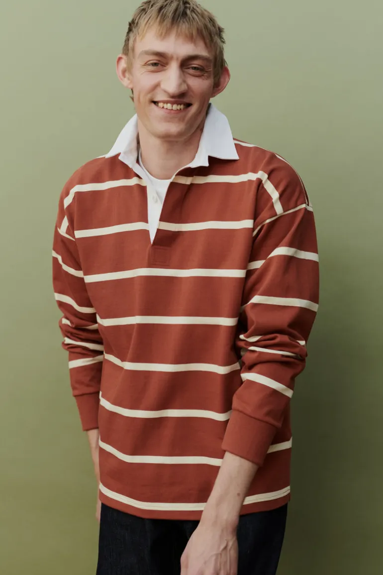 Striped Rugby Shirt - Cinnamon/Ecru