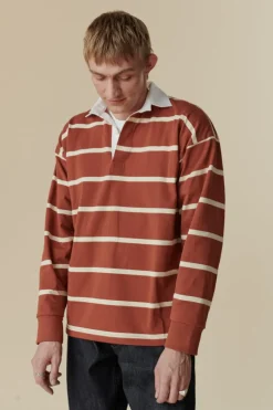 Striped Rugby Shirt - Cinnamon/Ecru