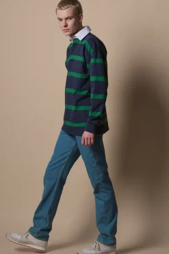 Striped Rugby Shirt - Navy/Emerald