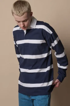 Striped Rugby Shirt - Navy/White