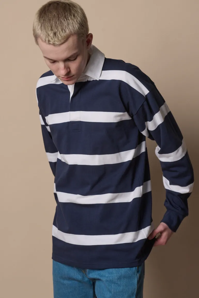 Striped Rugby Shirt - Navy/White