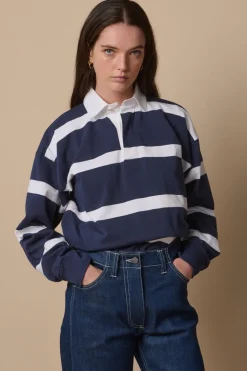 Striped Rugby Shirt - Navy/White