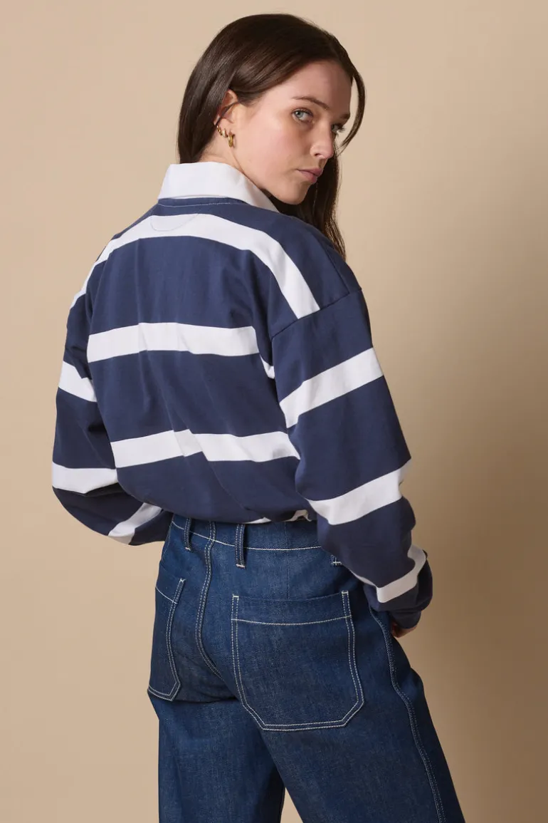 Striped Rugby Shirt - Navy/White