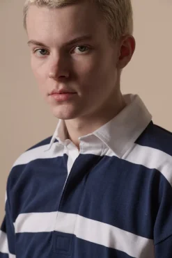Striped Rugby Shirt - Navy/White