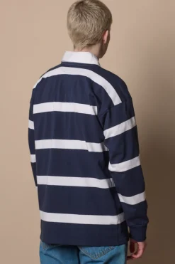 Striped Rugby Shirt - Navy/White