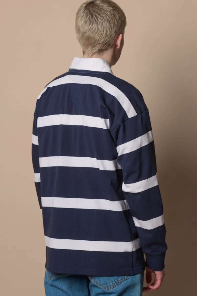 Striped Rugby Shirt - Navy/White