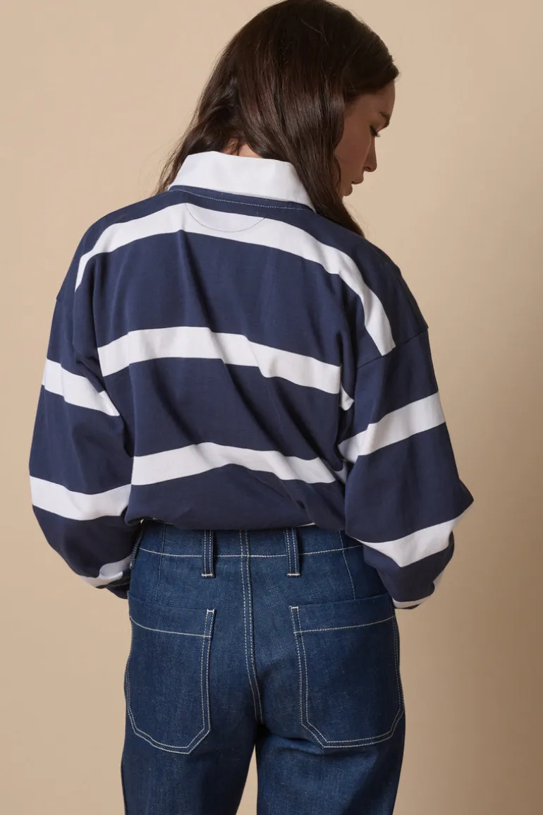Striped Rugby Shirt - Navy/White