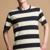 Wide Stripe Short Sleeve T Shirt - Navy/Ecru