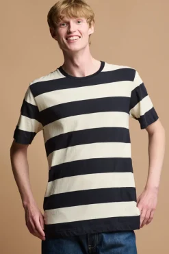 Wide Stripe Short Sleeve T Shirt - Navy/Ecru