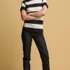 Wide Stripe Short Sleeve T Shirt - Ecru/Navy