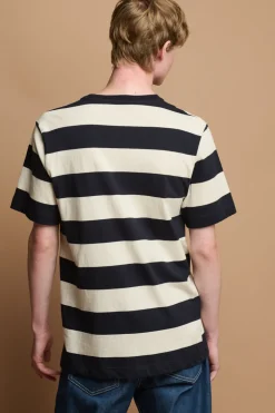 Wide Stripe Short Sleeve T Shirt - Navy/Ecru