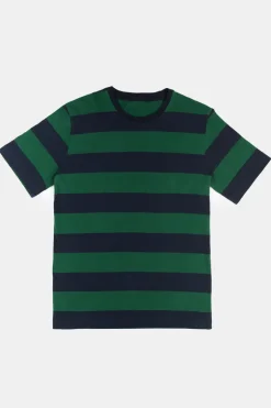 Wide Stripe Short Sleeve T Shirt - Green/Navy