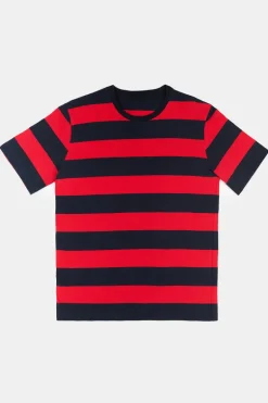 Wide Stripe Short Sleeve T Shirt - Navy/Red