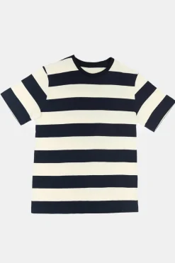 Wide Stripe Short Sleeve T Shirt - Navy/Ecru