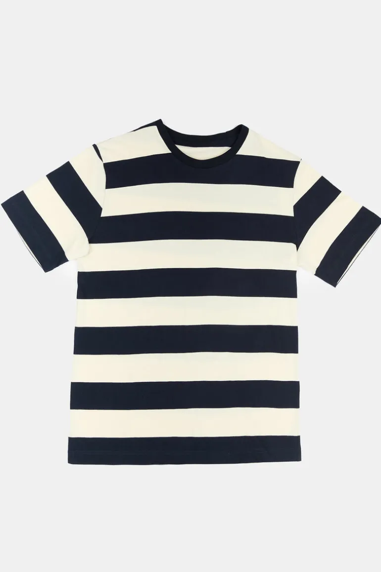 Wide Stripe Short Sleeve T Shirt - Navy/Ecru