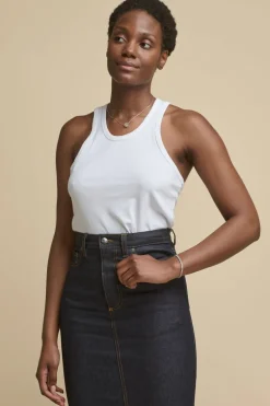 Womens Racer Back Vest Plastic Free - White