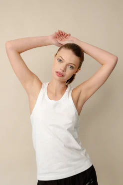 Womens Racer Back Vest Plastic Free - White