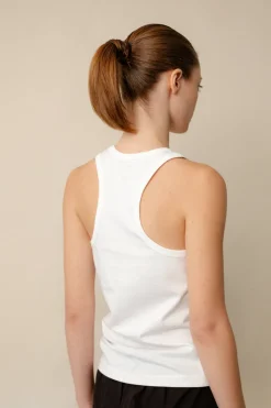 Womens Racer Back Vest Plastic Free - White