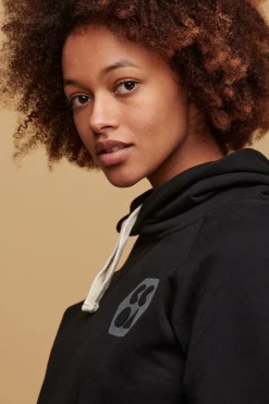 Womens Raglan Hooded Sweatshirt Plastic Free - Black