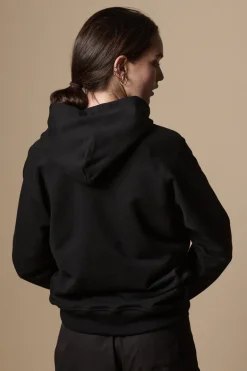 Womens Raglan Hooded Sweatshirt Plastic Free - Black